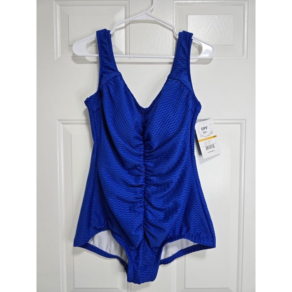 Maxine of Hollywood Women's Spa Shirred Girl Leg One Piece Swimsuit Sz 16W NWT - Picture 3 of 7